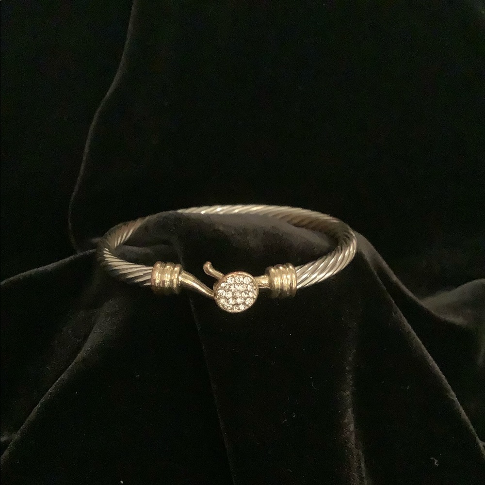 Silver & Gold Tone Bracelet with Crystal Centre